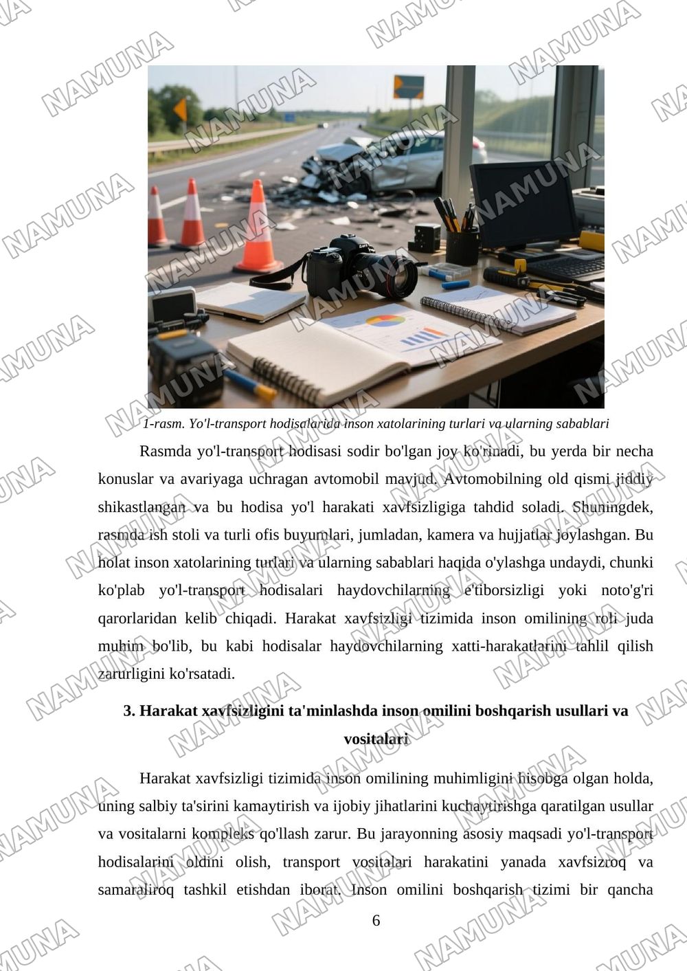 Harakat xavfsizligi tizimida inson omilining 6 — mustaqil ish, 6-varaq
