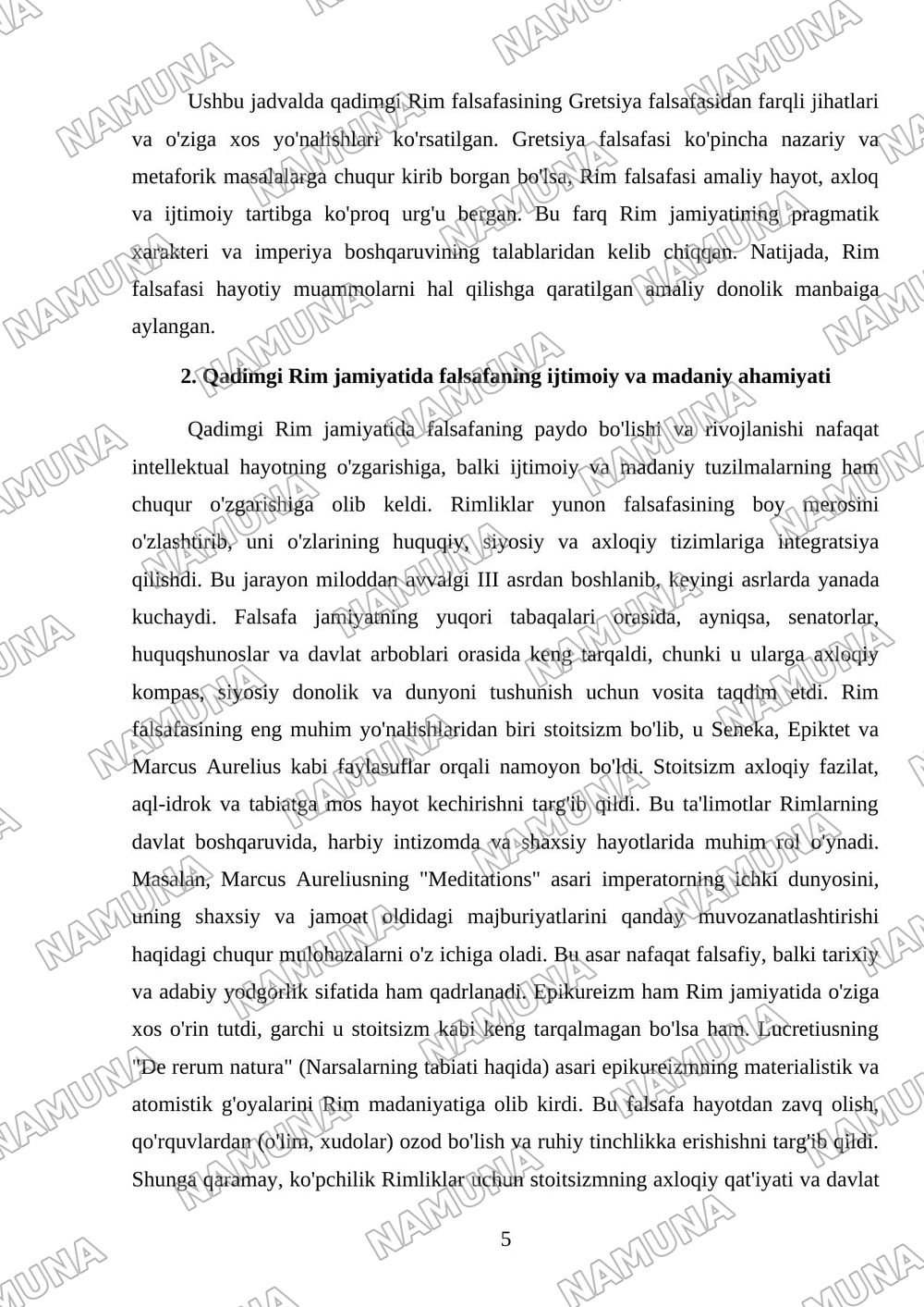 Qadimgi rim da falsafani paydo bolishi — mustaqil ish, 5-varaq