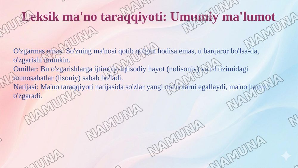 Leksik monosemiya va polisemiya. Leksik ma’no tiplari — taqdimot, 6-slayd