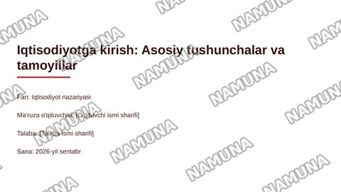 Iqtisodiyot — zamonaviy taqdimot