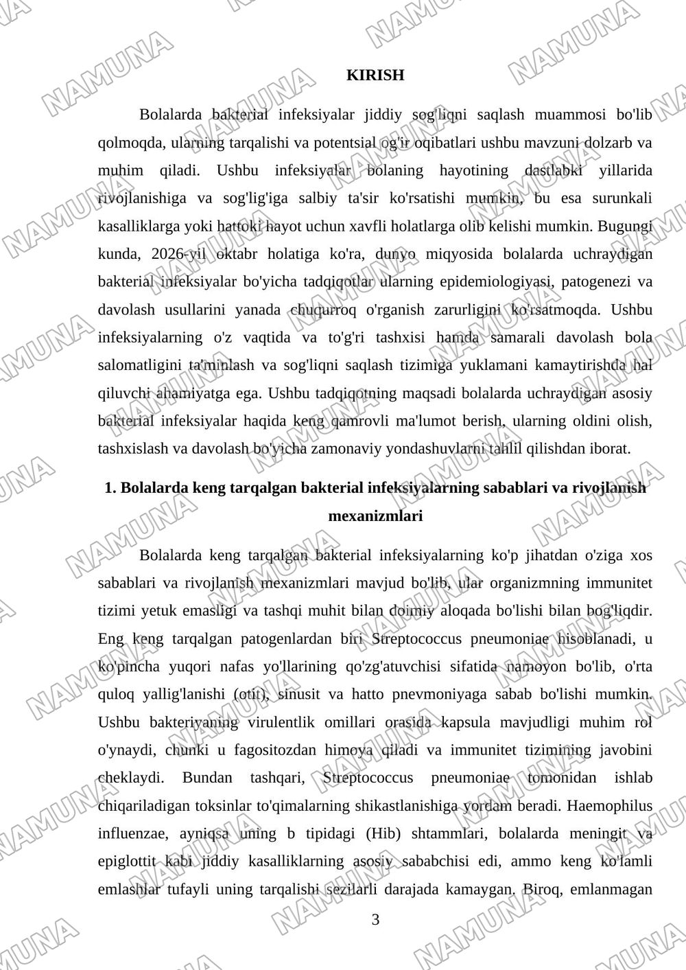 Bolalarda uchraydigan asosiy bakterial infeksiyalar — mustaqil ish, 3-varaq