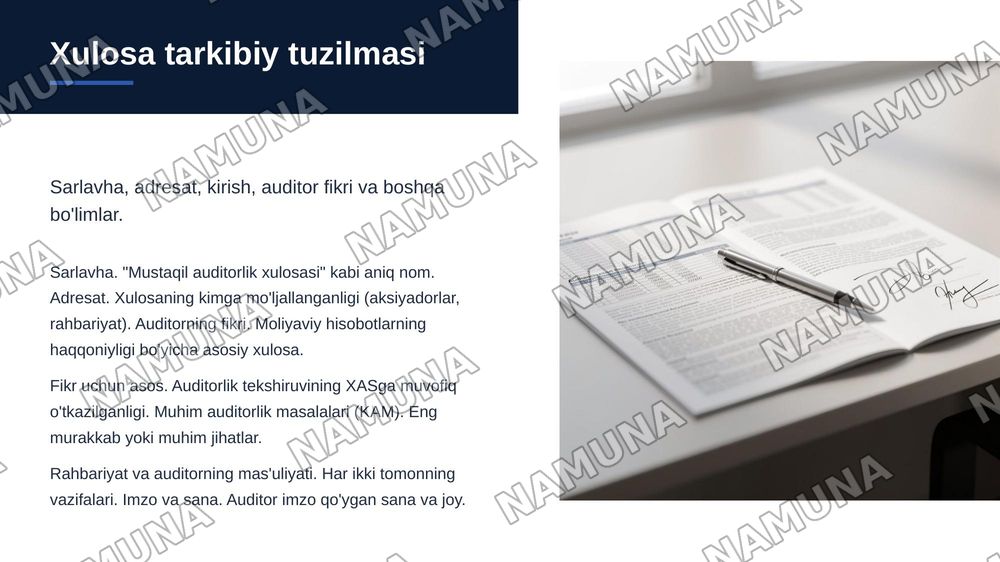 Auditorik hulosasini tuzish — zamonaviy taqdimot, 8-slayd