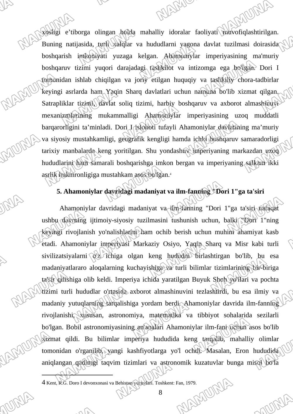 Dori 1 davrida Ahamoniylar sulolasi — mustaqil ish, 8-varaq