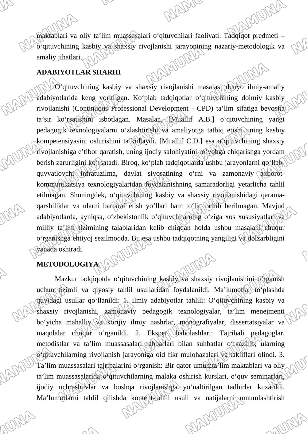 'Oʻqitivchining kasbiy va shaxsiy rivojlanishi' — maqola, 2-varaq