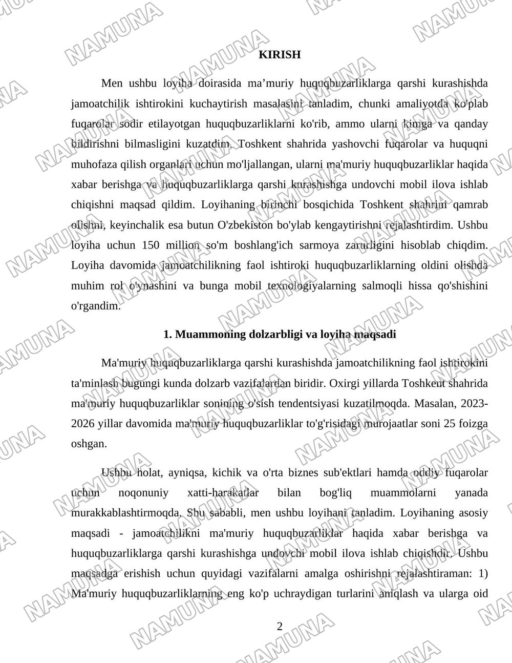 Ma’muriy huquq — loyiha ishi, 2-varaq
