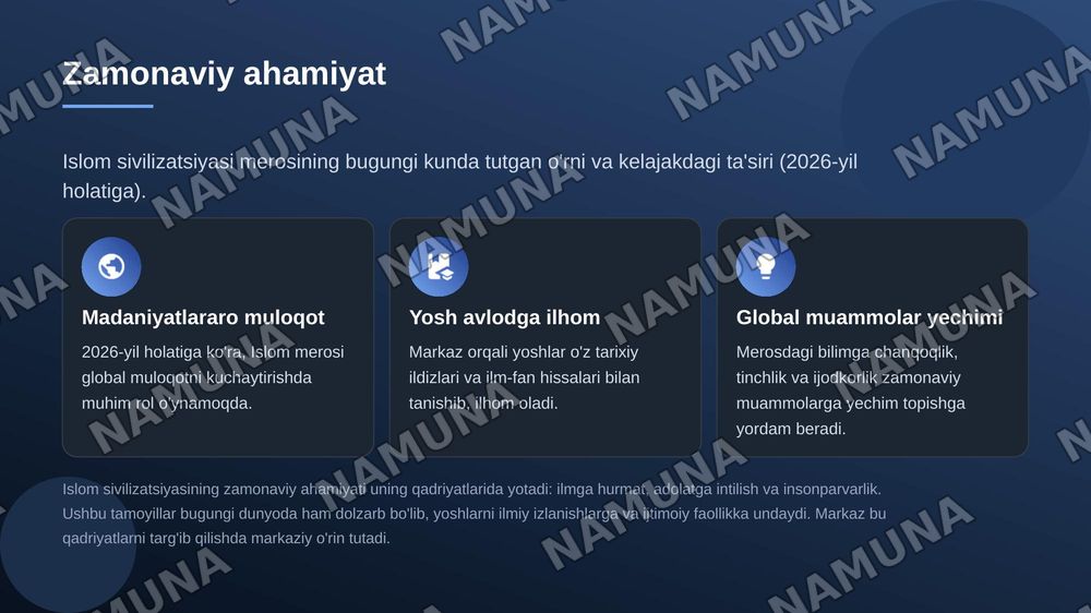 Xalqaro islom sivilizatsiyasi markazi eksponatlari taasurotlari — zamonaviy taqdimot, 8-slayd