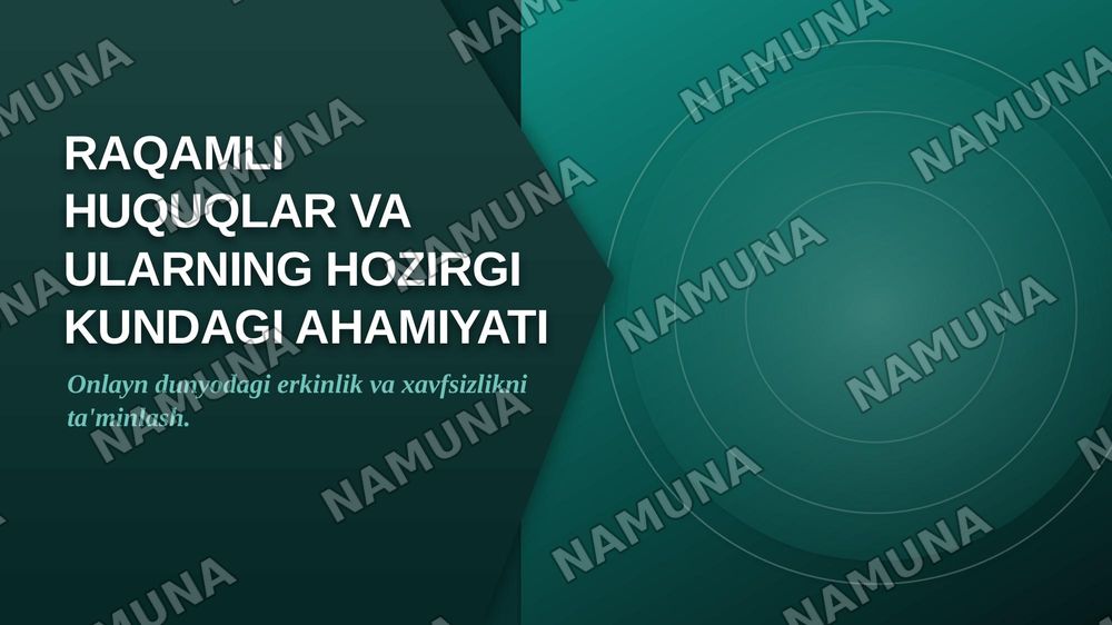 Raqamli huquqlar va ularning hozirgi kundagi ahamiyati — zamonaviy taqdimot, 1-slayd