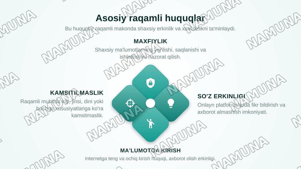Raqamli huquqlar va ularning hozirgi kundagi ahamiyati — zamonaviy taqdimot, 6-slayd