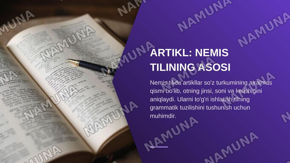 Der Gebrauch des bestimmten Artikels
Tarjimasi: Aniq artiklning ishlatilishi. — zamonaviy taqdimot, 3-slayd