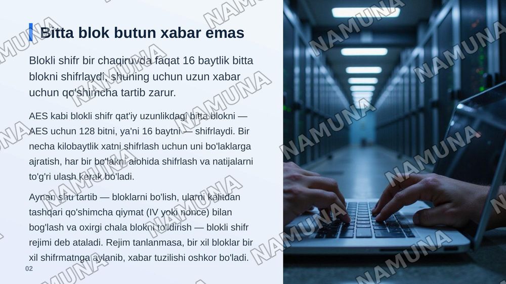 Blokli shifr rejimlari — zamonaviy taqdimot, 3-slayd