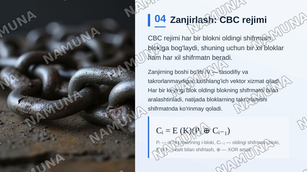 Blokli shifr rejimlari — zamonaviy taqdimot, 5-slayd