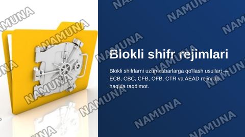 Blokli shifr rejimlari — zamonaviy taqdimot