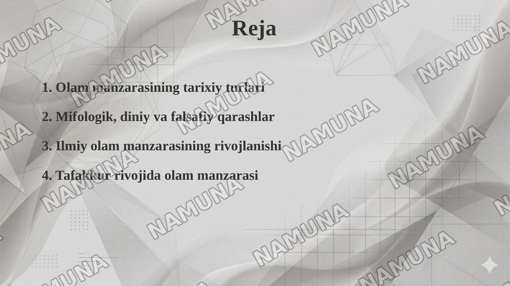Olam manzarasi va uning tarixiy turlari — taqdimot, 2-slayd
