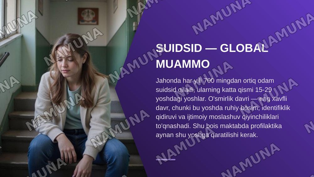 Suidsid. Maktablarda suidsid holat profilaktikasi — zamonaviy taqdimot, 3-slayd