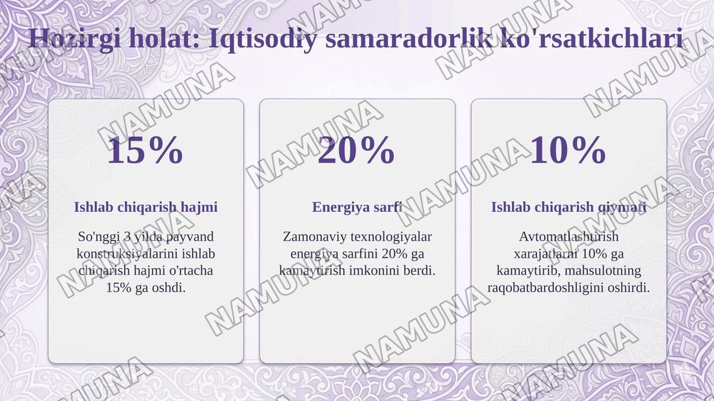 Payvand konstruksiyalarini iqtisodiy samaradorligi — taqdimot, 6-slayd
