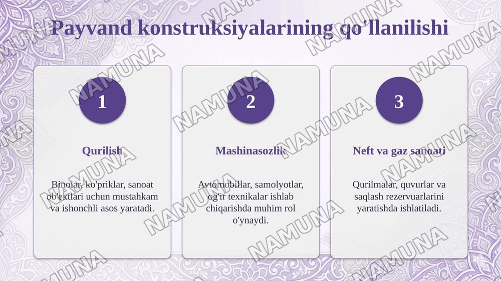 Payvand konstruksiyalarini iqtisodiy samaradorligi — taqdimot, 7-slayd