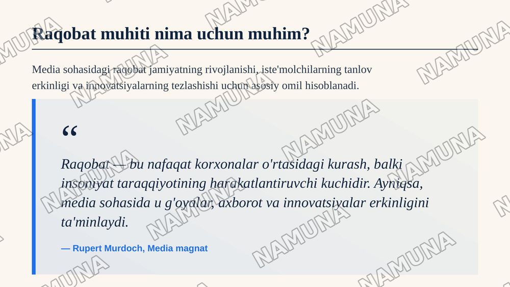 Jahon media va axborot makonida raqobat muhiti — zamonaviy taqdimot, 4-slayd