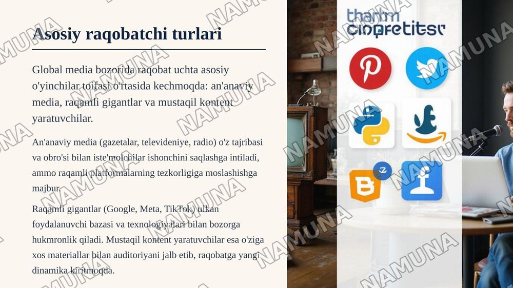 Jahon media va axborot makonida raqobat muhiti — zamonaviy taqdimot, 5-slayd