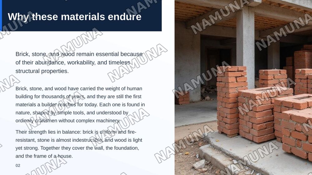 Simple Materials: Brick, Stone, Wood — zamonaviy taqdimot, 3-slayd