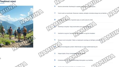 Turistik marshrutlarni ishlab chiqish va tamoyillari — zamonaviy taqdimot