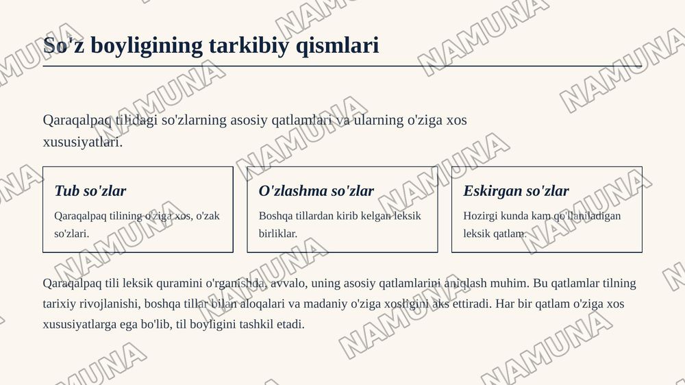 Qaraqalpaq tiliniń leksikalıq quramı — zamonaviy taqdimot, 4-slayd