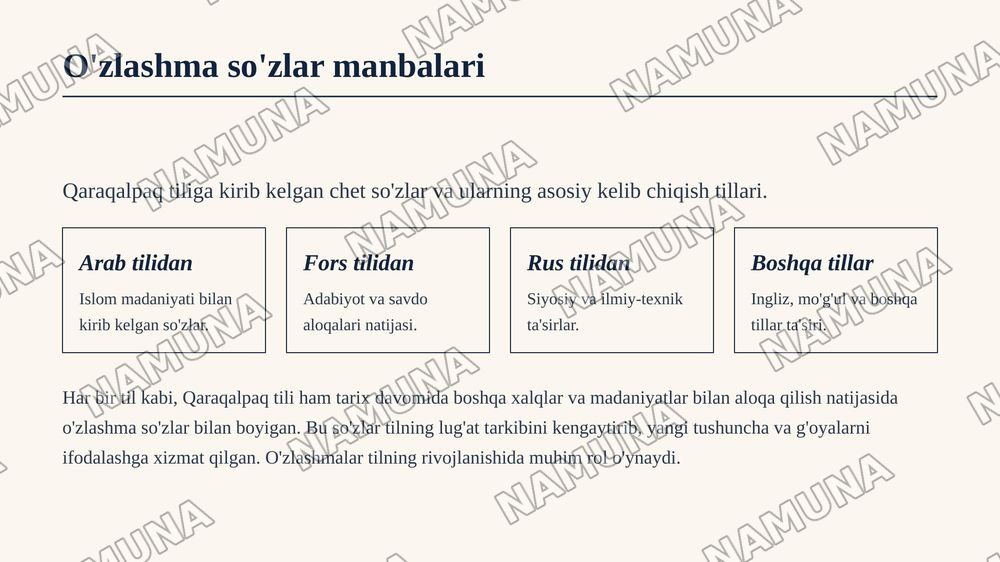 Qaraqalpaq tiliniń leksikalıq quramı — zamonaviy taqdimot, 6-slayd