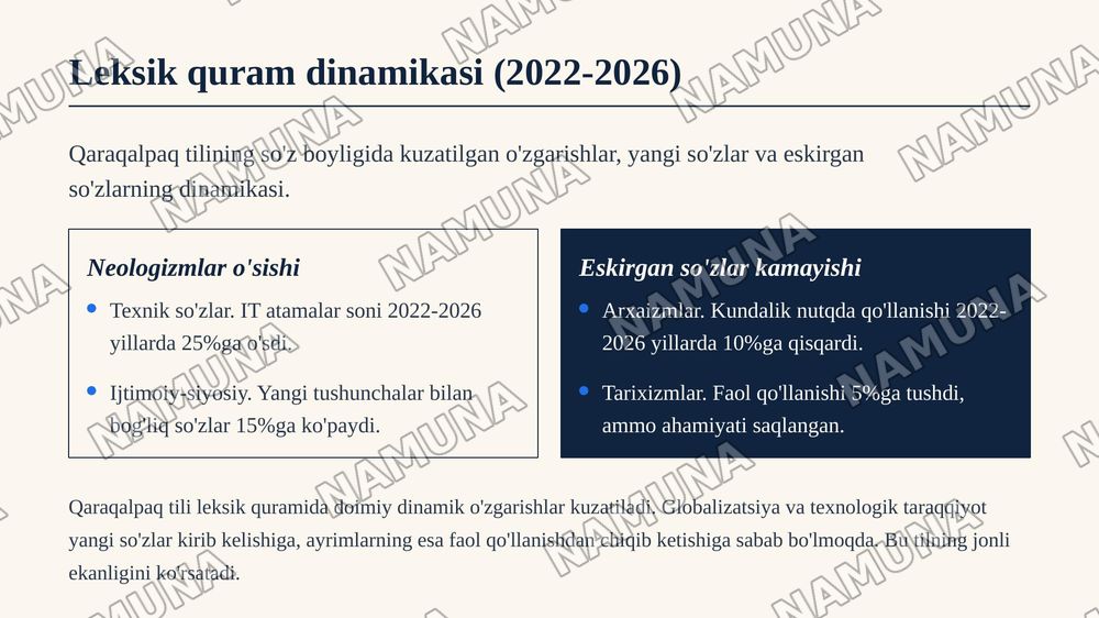 Qaraqalpaq tiliniń leksikalıq quramı — zamonaviy taqdimot, 7-slayd