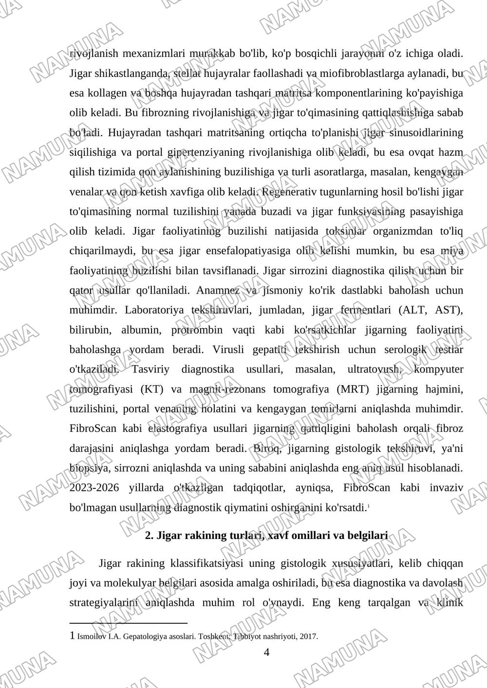 Jigar sirrozi.Jigar raki — referat, 4-varaq