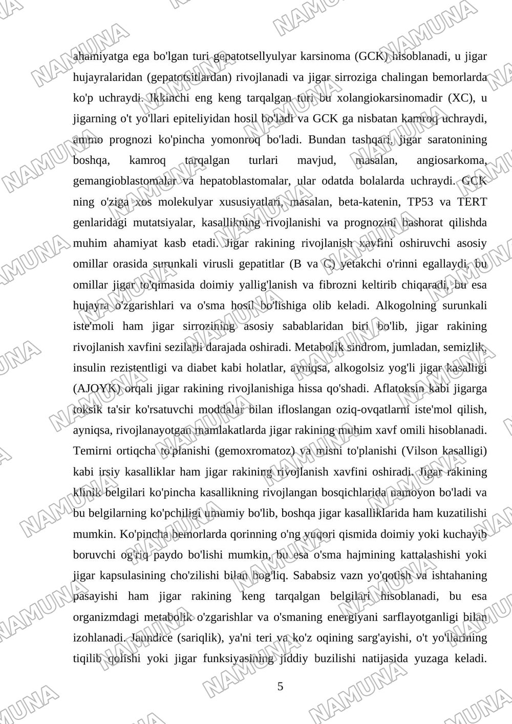 Jigar sirrozi.Jigar raki — referat, 5-varaq