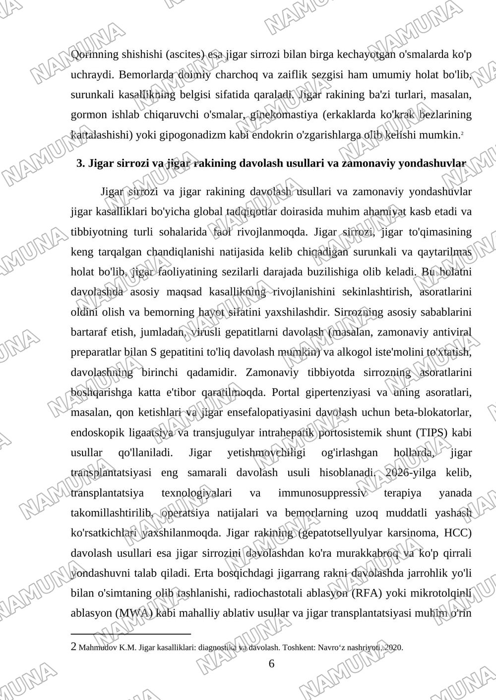 Jigar sirrozi.Jigar raki — referat, 6-varaq