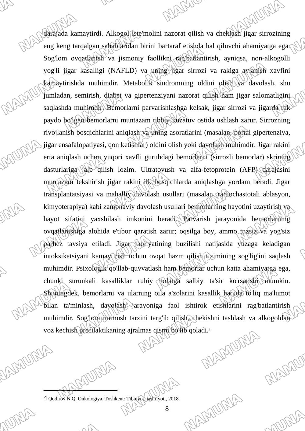 Jigar sirrozi.Jigar raki — referat, 8-varaq