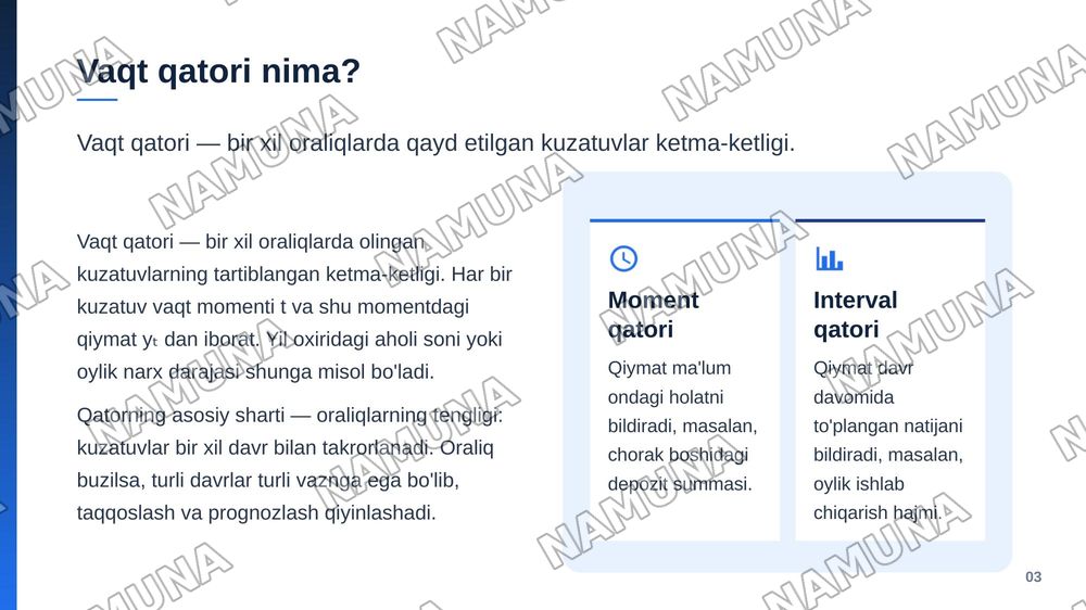 Vaqt qatorlarini statistik oʻrganish usullari — zamonaviy taqdimot, 4-slayd