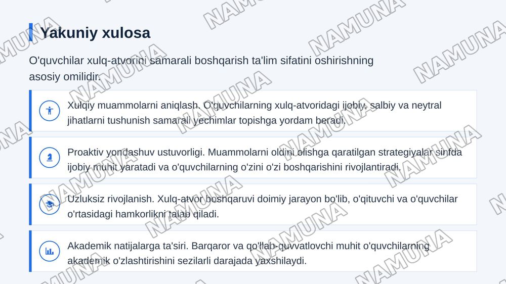 O’quvchilar xulq atvorini tasniflash va proaktiv va reaktiv xulq boshqaruv — zamonaviy taqdimot, 7-slayd