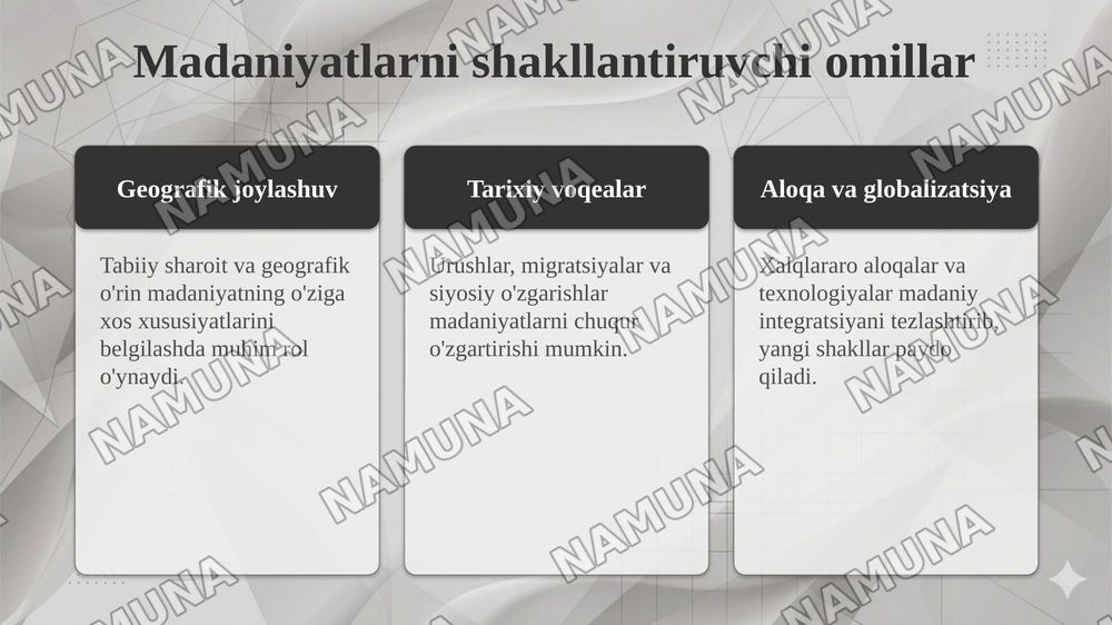 Dunyo xalqlarining madaniyatlari. Umumiylik va farqlari — taqdimot, 7-slayd