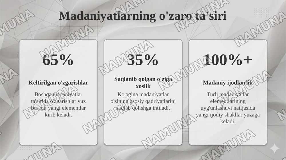 Dunyo xalqlarining madaniyatlari. Umumiylik va farqlari — taqdimot, 8-slayd
