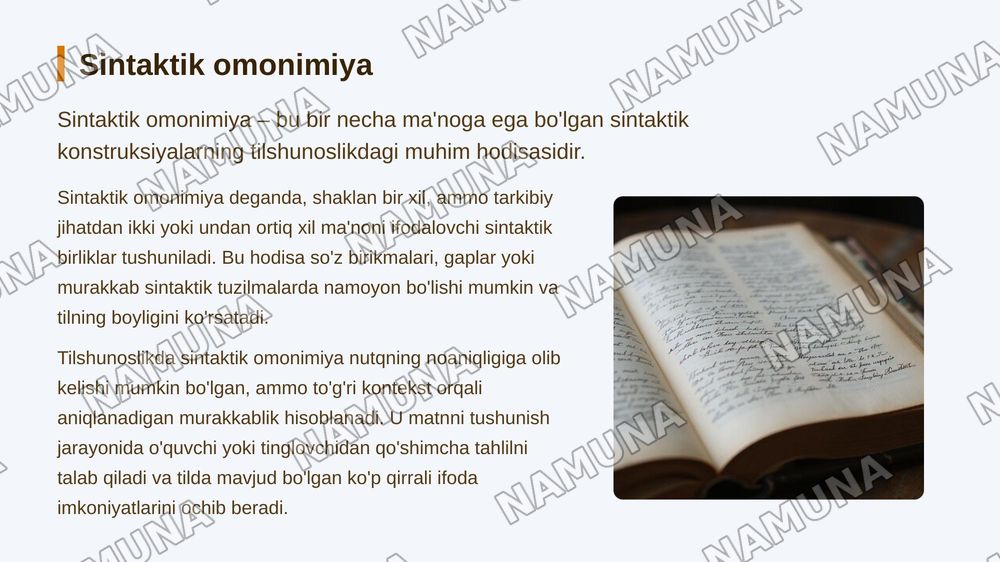 Sintaktik omonimiya.Stilistik sintagmallash. — zamonaviy taqdimot, 3-slayd