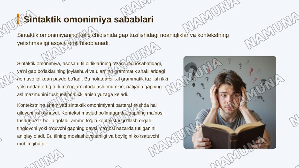 Sintaktik omonimiya.Stilistik sintagmallash. — zamonaviy taqdimot, 5-slayd
