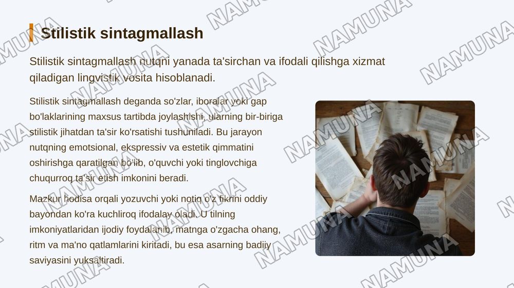 Sintaktik omonimiya.Stilistik sintagmallash. — zamonaviy taqdimot, 7-slayd