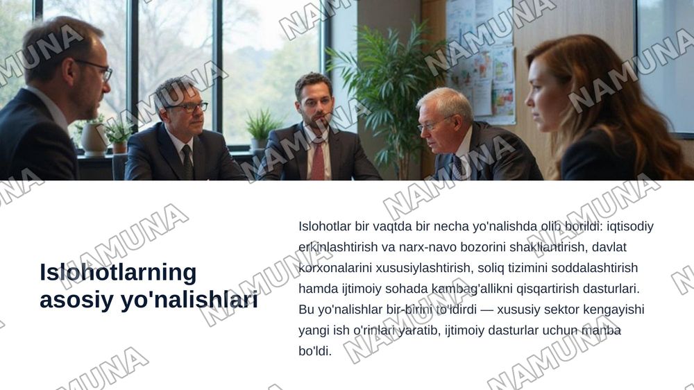 Ózbekiston Respublikasida ijtimoiy-iqtisodiy islohotlar — zamonaviy taqdimot, 4-slayd