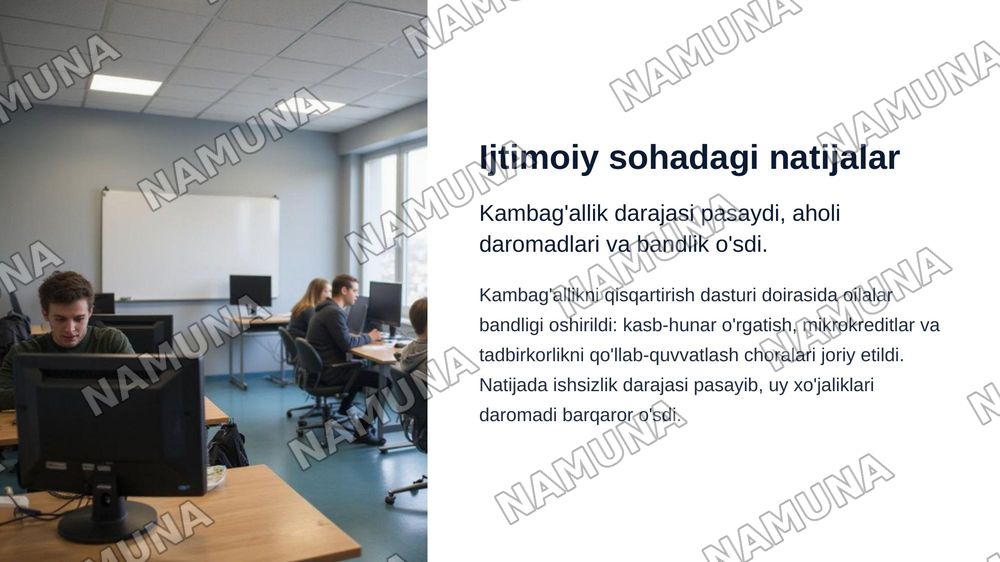 Ózbekiston Respublikasida ijtimoiy-iqtisodiy islohotlar — zamonaviy taqdimot, 8-slayd