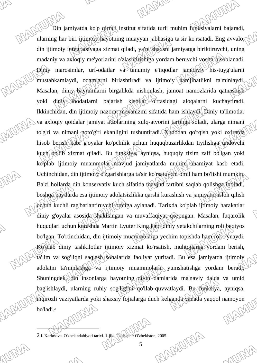 Din-ijtimoiy ong shakli sifatida — mustaqil ish, 5-varaq