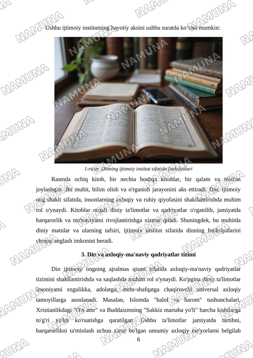 Din-ijtimoiy ong shakli sifatida — mustaqil ish, 6-varaq