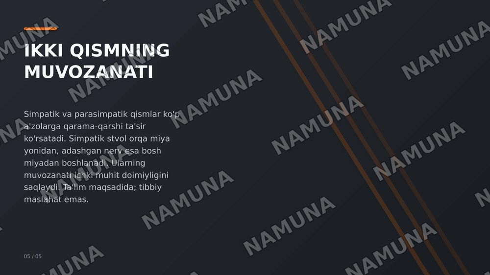 Vegetativ nerv tizimining simpatik va parasimpatik qismi — zamonaviy taqdimot, 5-slayd