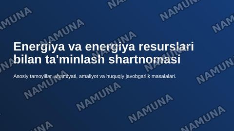 Energiya va energiya resurslari bilan taminlash shartnomasi — zamonaviy taqdimot