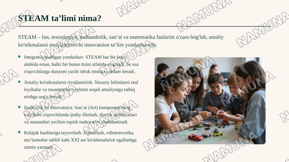 STEAM ta’lim texnologiyasini tadbiq etishda elektron ta’lim resurslaridan foydalanish — zamonaviy taqdimot, 3-slayd