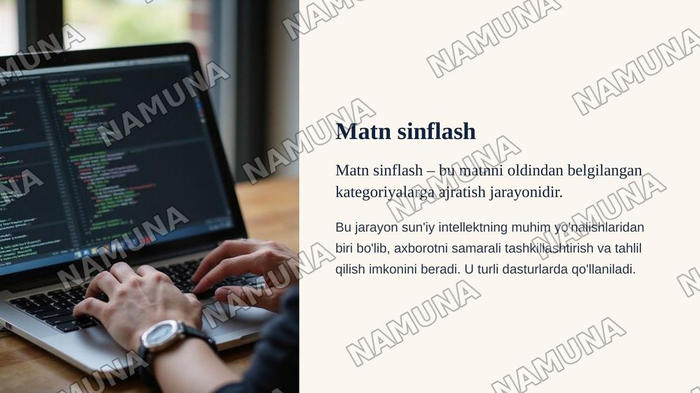 AMALIY MASHG'ULOT: PYTHON MUHITIDA MATNLARNI SINFLASH UCHUN KERAKLI KUTUBXONALARNI SOZLASH VA KORPUSLARNI YUKLASH — zamonaviy taqdimot, 3-slayd
