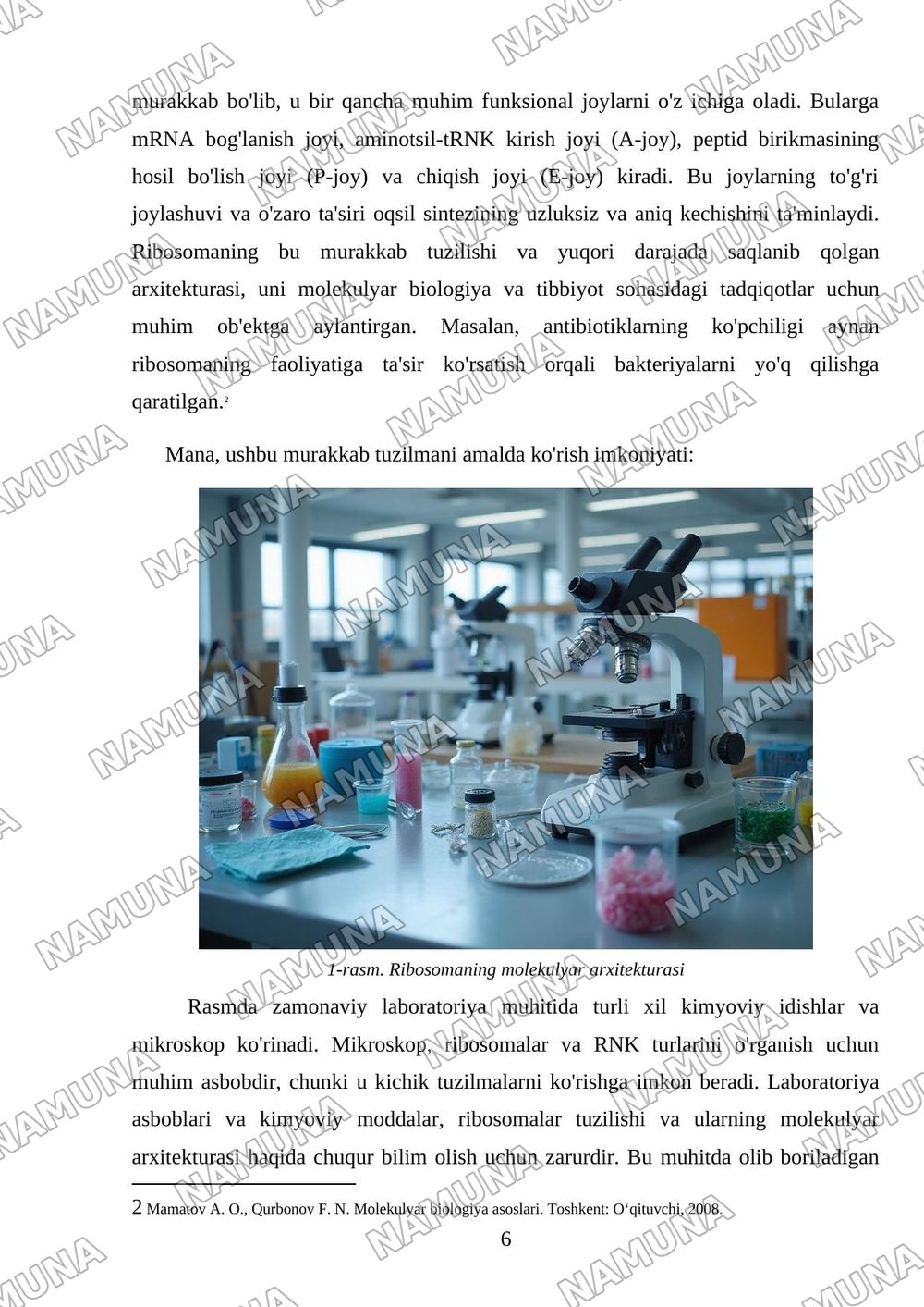 RNK turlari. ribosamalar tuzilishi — mustaqil ish, 6-varaq