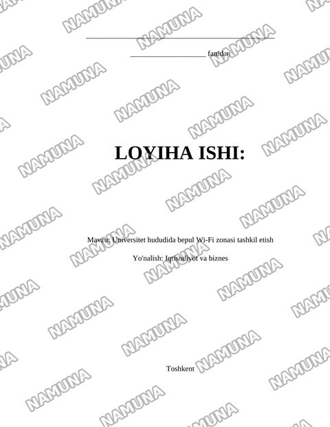 Universitet hududida bepul Wi-Fi zonasi tashkil etish — loyiha ishi