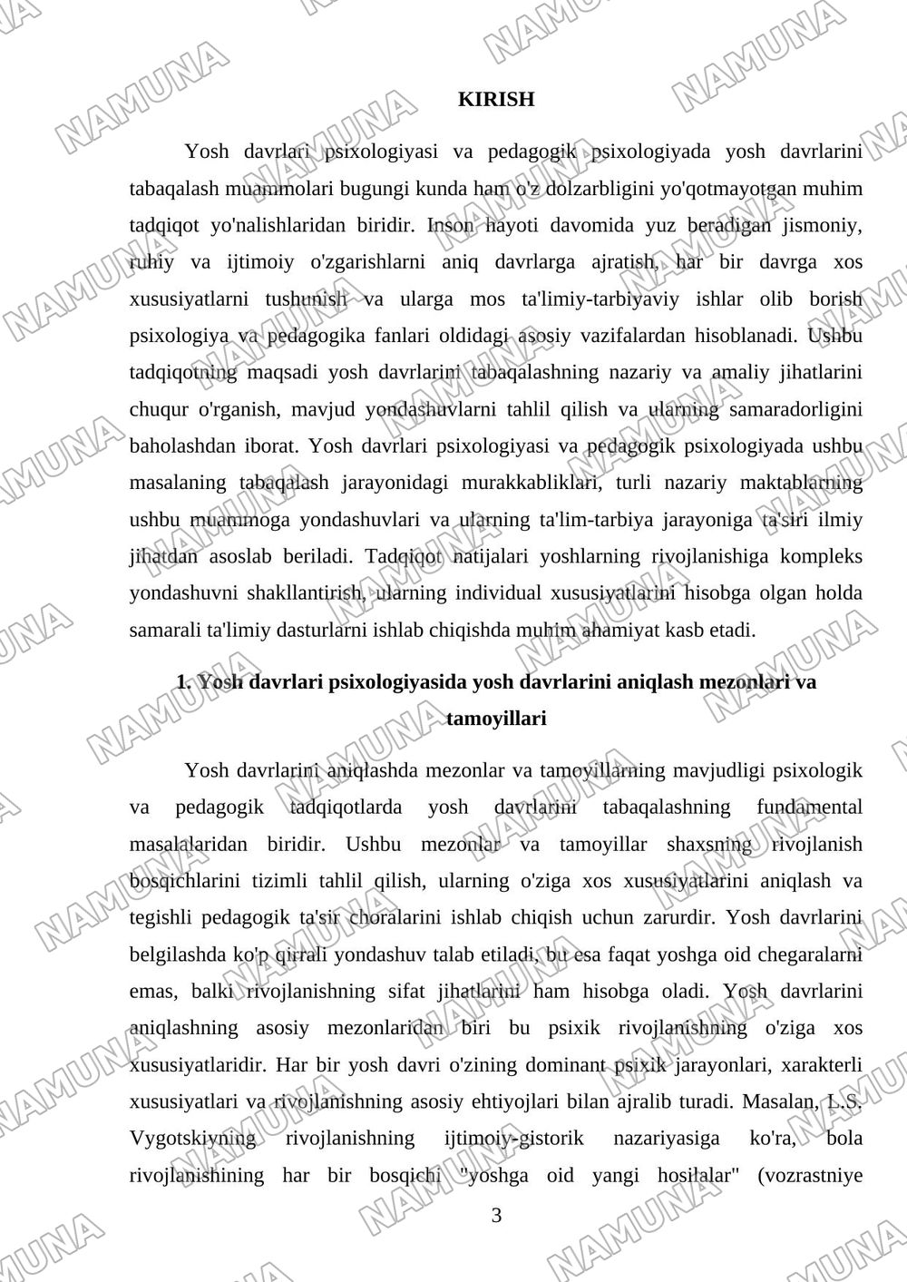 Yosh davrlar psixalogiyasi va pedagogik psixalogiyada yosh davrlarini tabaqalash muammolari — mustaqil ish, 3-varaq