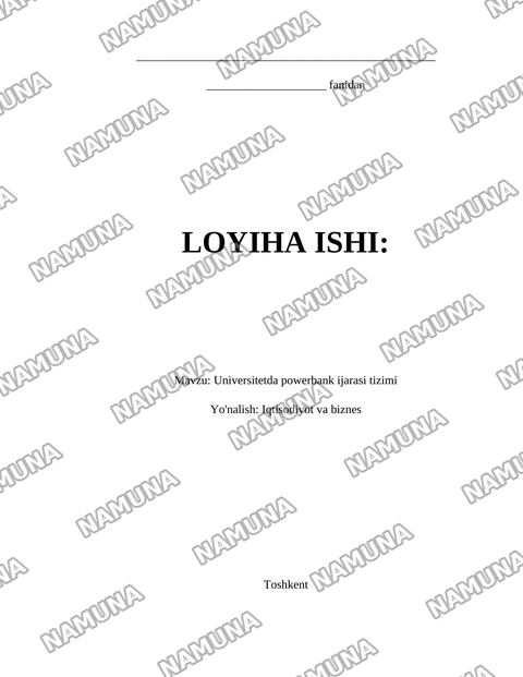 Universitetda powerbank ijarasi tizimi — loyiha ishi